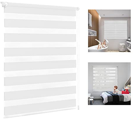 ACXIN Doppelrollo Klemmfix ohne Bohren 70x120cm(BxH) Weiß, Klemmrollo Fensterrollo Duo Rollo Sonnenschutzrollo Zebrarollo Seitenzugrollo für Fenster und Tür