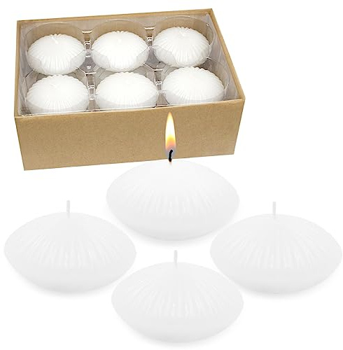 UNICY 12 Pack 3 Inch White Floating Candles, 10 Hour Unscented Dripless Tealight Candles for Cylinder Vases, Centerpieces at Wedding Party Pool Holiday - Wavy Float Candle