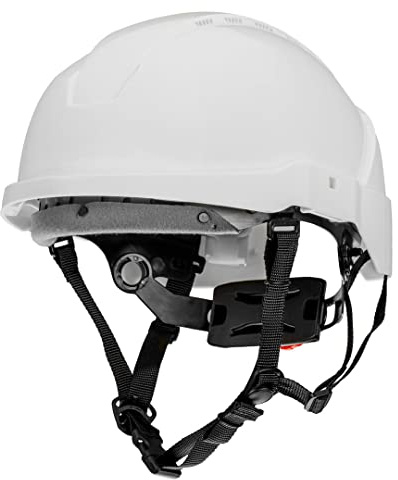 NEO TOOLS Industriehelm für Höhenarbeiten, verstellbarer Umfang 51-63cm, Material: ABS, 6-Punkt-Gurt, 4-Punkt-Kinnriemen, Gewicht: 430g, resistent gegen seitliche Verformung (Weiß)