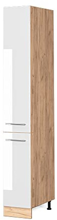 Vicco Apothekerschrank Fame-Line, Weiß Hochglanz, 30 cm | MDF-Front · Metall-Vollauszüge · Höhenverstellbare Füße · Metallgriffe · ✓ Frei kombinierbar