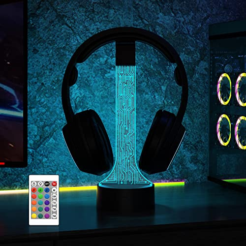 YuanDian Leuchtender Kopfhörerständer für Schreibtisch, Gaming Headset Halterung, RGB mit 16 farbigen Lichtern für Spielzimmer Dekoration, Coole Gamer Geschenke für Männer, Freund