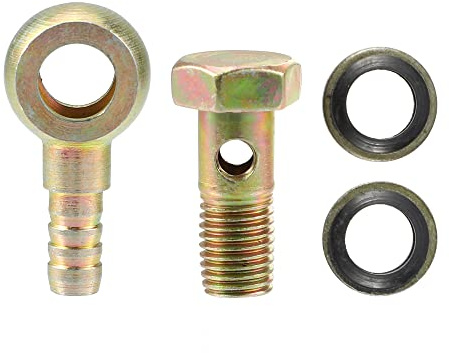QUARKZMAN M8x1 Banjo Schraube Kit Für Bremsanlage 1 Satz Bronze | M8x1 Gewinde, Schraubengröße 13x24mm, Kugelgelenk 16x32mm, Inklusive 1 Banjo-Anschluss, 1 Schraube, 2 Unterlegscheiben
