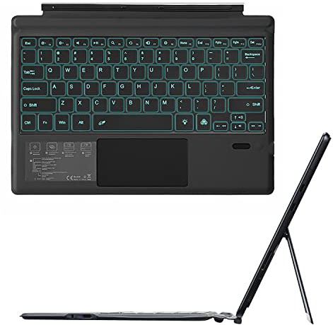 Teclado Retroiluminado Para Microsoft Surface Pro 9/8/X 13 Pulgadas, 7 Colores Multi-Touch Touchpad Inalámbrico Bluetooth Español Ñ - Portátil Delgado