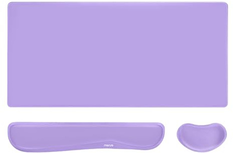 MOSISO Repose-Poignet Clavier & Tapis de Souris Set,Grand Tapis de Souris de Jeu&Petit Repose Poignet&Wrist Rest Clavier,Ergonomique Antidérapante Mouse Pad Surélevé Courbé Mousse à Mémoire, Violet