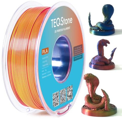 TEQStone Dreifarbig Silk PLA Filament 1.75mm 1KG, Hochglänzende Oberfläche, Nahtlose Farbübergänge, Sauber Gewickelt Maßgenauigkeit +/-0.02mm Vakuumverpackung Rot Gelb Blau