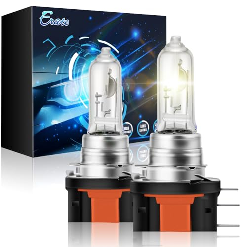 Erato Bombilla halógena H15, 3000 K, amarilla, 12 V, 15/55 W, para faros delanteros Hi/Lo, luz de cruce, luz diurna, bombilla para faros halógenos, repuesto de 2 unidades