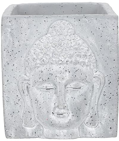 VINTORKY Maceta de Cemento Decoración Creativa y Elegante Hogar Diseño de Cabeza de Buda Macetero Artístico y Funcional para Plantas Suculentas