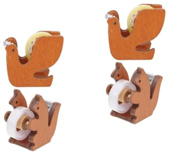STOBOK 4stücke Holz-tape-dispenser Im Tierdesign Tragbare Und Stabile Tape- Mit Praktischem Cutter Für Büro Schule Und Zuhause Süßes Für Freunde Und Familie