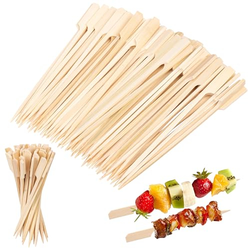 6 Inch Bamboo Skewers for Appetizers,100Pcs Bamboo Paddle Picks,Wooden Appetizer Skewers for Fruit Kabobs,Wide Flat Paddle Bamboo Wood Picks for Cocktail,Barbecue Snacks,Fondue,Marshmallow