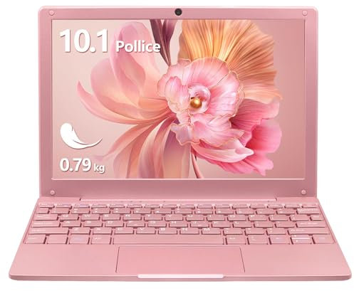 LONGEVINCE Piccolo mini laptop,10,1 pollici (0,79 kg),ultra sottile e leggero netbook,Celeron N4000,8 G DDR4,webcam,USB 3.0,tipo C,HDMI,perfetto per bambini e adulti (Oro rosa, 8G+512G SSD)