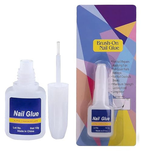 10ml Extra Strong Brush On Nail Glue Quick Dry False Nail Glue With Brush Applicator For False Nails Tips Damaged Nails Nail Art Decoration Rhinestones Arts Crafts - Professional Salon & Home Use