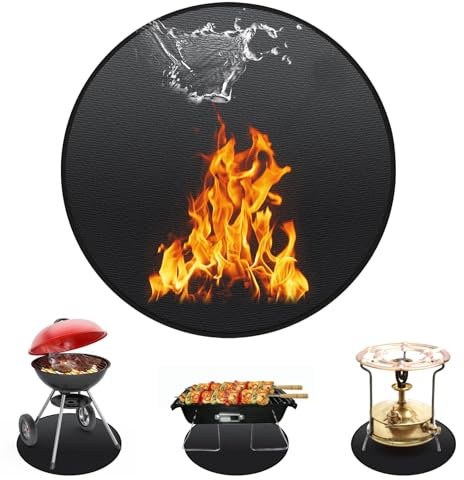 HENGBIRD Tappetino rotondo ignifugo, 50 cm, impermeabile, pieghevole, antincendio, in silicone su entrambi i lati, adatto per esterni, campeggio, barbecue