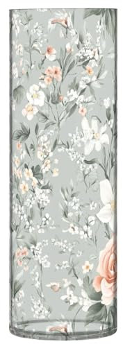 Jarrones de plástico con diseño de lirio de rosas y duraznos blancos de 11.8 x 3.9 pulgadas, jarrón estético para sala de estar, interior, dormitorio, comedor