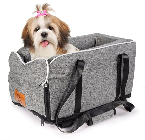 Dog Car Seats for Small Dogs Center Console Dogs and Cats Car Seat Portable Puppy Detachable and Washable Dog Booster Seat Pet Car Seats for Small Dog Up to 12Lbs