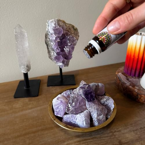 LAVISA Edelstein Aroma Diffuser für Aromatherapie Duftöl, ätherisches öl mit natürlichen Kristallen (Amethyst, Palo Santo)