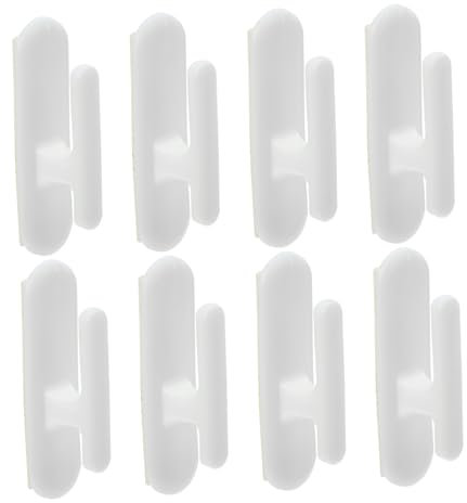 POPETPOP 8pcs Blind Rope Cleat Hooks Window Cord Cleat Hook for Curtains and Vertical Blinds Plastic Wall-Mounted Cord Retainer White for Home or Restaurant Use