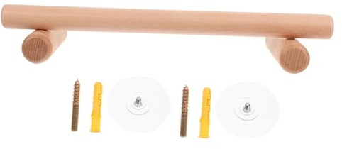 Portasciugamani in Legno a Barra Singola Khaki per Casa | Finitura di Precisione, Installazione senza Fori, Uso in Cucina e Bagno
