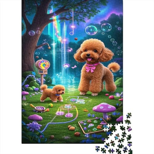 Teacup Poodle Jigsaw 1000 Piece Challenge Toy for Adults, Dreamy Forest Scene Impossible Jigsaw Puzzles 1000 Piece Educational Game Puzzle Gifts 1000pcs (75x50cm)