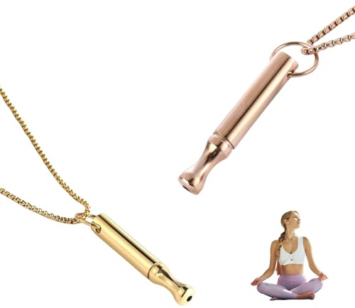 2 Stück Rauchentwöhnung Hilfsmittel,V2 Halskette Rauchfrei Original,Atemkette Raucherentwöhnung Kette mit Pfeif,Angst Atemhalskette Widerstand,Gegen Rauchen Aufhören Anti Rauch Necklace,für Widerstand