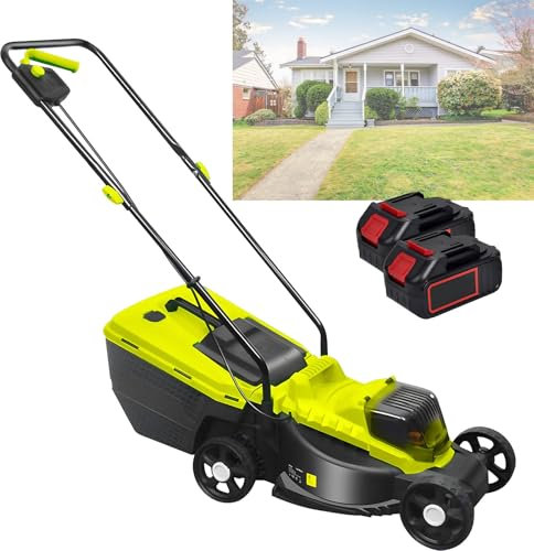 SHAHRYAR Tondeuse Electrique Gazon sans Fil,Tondeuse Thermique,Tondeuse Gazon,Tondeuse Gazon Batterie,Grand Bac De Ramassage De 45 L,pour Le Jardin, La Cour Et Ferme