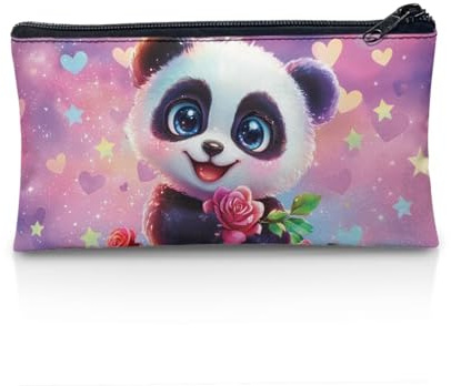 Wnbucioht Personalisiertes Federmäppchen für Schule, Kinder, Stiftehalter, Jungen, Mädchen, Schreibwaren, Aufbewahrung, Schreibtisch, Stiftetasche, Cartoon Panda, Einheitsgröße, Taschen-Organizer