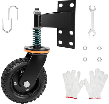 WUDLEP 6 Fence Gate Wheel, Heavy Duty Spring Loaded Gate Caster, 600lb Load Capacity, 360 Degree Rotation Gate Caster Kit, for Metal, Wooden, Warehouse Door, Black