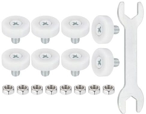 QUARKZMAN 19 mm Rotelle Box Doccia Cuscinetti Ruote Scorrevole Porta Universali con Vite e Chiave per Cassetti Portadocumenti Ricambi Fai Da Te Bianco, 8Pz
