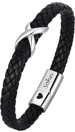 Armband Herren Mutter Sohn Geschenk - Lederarmband Männer mit Unendlichkeitszeichen Armbänder für Mein Sohn mit Spruch von Mama Papa, 18. Geburtstag Junge Geburtstagsgeschenk für 16 19 21 Jährige