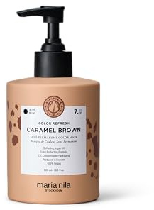 Maria Nila Colour Refresh, Caramel Brown 300 ml, Kopparfärgad Karamellbrun Hårmask, Semipermanenta pigment, 100% veganska och sulfat-/parabenfria