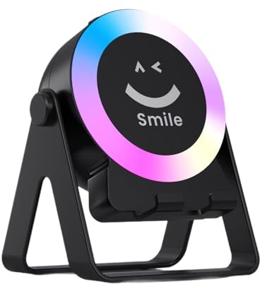 Renchey Drahtloser Induktions Lautsprecher mit Handy Halterung,Outdoor Kompaktlautsprecher - 4-in-1 Rotierendes Musikgerät Mit RGB-Beleuchtung Für Einzelhändler Technikbegeisterte Konferenzräume