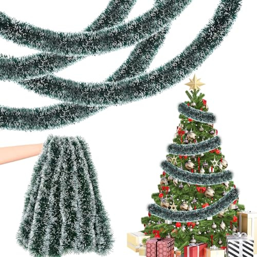 10 Meter Weihnachtsgirlande, Girlande Weihnachten, Weihnachtsdeko Girlanden, Weihnachtsbaum Girlande Weihnachtsdekoration,Kamin Innen Außen Hochzeit Outdoor Innen Treppe Grün Weiß und Party