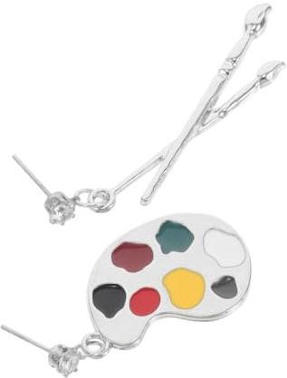 LIGIGWASH Vintage Asymmetric Paintbrush Earrings for Women Creative Artistic Drop Jewelry Fun Dangling Statement Accessory for Events and Everyday Fashion
