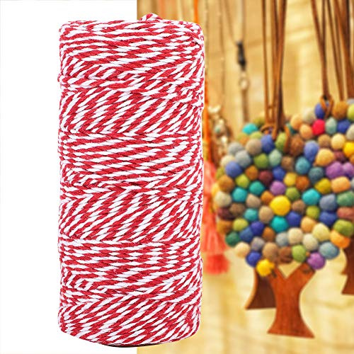 Riuulity Hilo de Algodón de Doble Color, Cordel de 100 M para Máquina de Coser, Blanco Morado, Perfecto para Decoración del Hogar y Envoltura de Regalos (rojo y blanco)