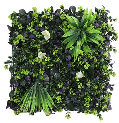 Kivivaka Panneau mural vert artificiel 50 x 50 cm en plastique - Tapis de haie de feuillage d'intérieur - Décoration d'intérieur, café et hôtel (fausse pelouse, mur de plantes artificielles) D