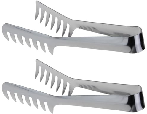 VINTORKY 2 Pinces à Pâtes Italiennes en Acier Inoxydable 0,8 Mm, Pinces à Spaghetti Dents Antiadhésives Cuisine, Ustensiles Cuisine Pratiques pour Servir Pâtes et Nouilles