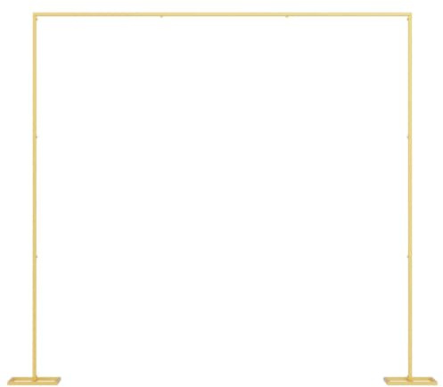 Arche de mariage dorée en acier 338 x 35 x 300 cm autoportante pour jardin, terrasse avec design élégant comme arche de roses, pergola, treillis, treillis, décoration de pavillon