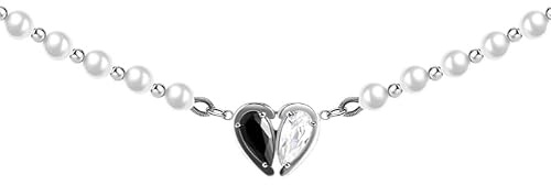 Halsband Hänge Love Pearl Nyckelbenskedja, halsprydnad, svart och vitt, halsband