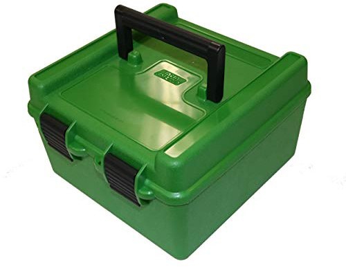R-100-MAG - Deluxe Ammo Box 100 Round Handle WSM WSSM Ultra Mag, Green, 7.73 x 8 x 4.47