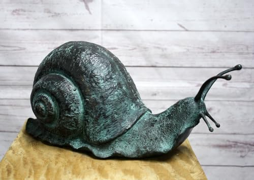 H. Packmor GmbH Bronzefigur große grüne Schnecke Skulptur Snail Gartendekoration
