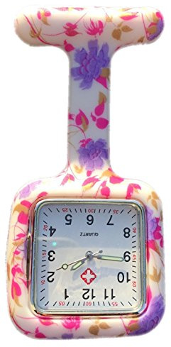 Boolavard Nouvelle Marque Fashion Silicone infirmières Broche Tunique Montre à Gousset Neuf avec Batterie Gratuite (Rose)