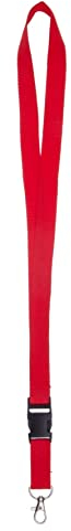 Karteo Schlüsselband rot mit Karabinerhaken und Schnalle [1 Stück] 20 mm Lanyard Ausweishalter zum Umhängen von Ausweishüllen Kartenhüllen Schlüssel