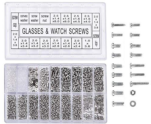 Yosoo 1000 Stück Edelstahl Brillen Uhr Reparatur Schraube Ersatz Kit Set Winzige Schrauben Nuss Sortiment Repair Tool Kit Set