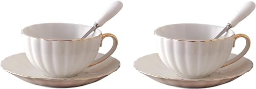 YBK Tech Classic Coffee Cup and Saucer Bone China Porcelain Tea Cup for Home Kitchen Tea Party (2)