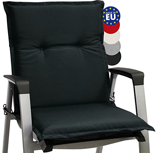 Beautissu Niedriglehner Auflagen 100x50 cm Base NL – Bequemes Sitzkissen 6cm Dickes Sitzpolster Sitzauflage für Garten Balkon Camping Stuhl – Gartenstuhlauflage Niederlehner Graphit Grau
