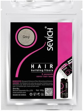 Sevich Streuhaar - 100g Nachfüllpackung Für Haarausfall Oder Dünner Werdendes Haar, Haarverdichtung Für Männer Und Frauen Haar grau