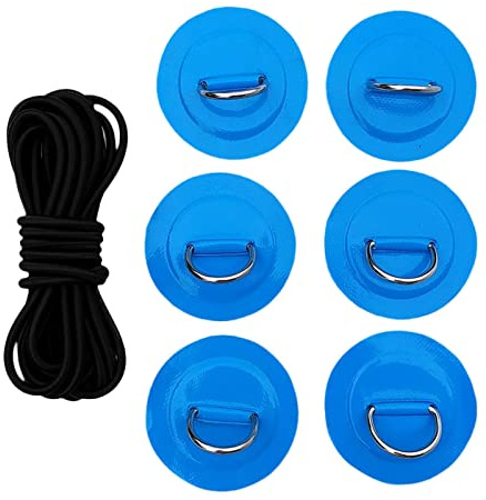 CUTICATE 6 Stück Kajak D Ring, Pad Patch zum Kleben mit Bungee-Seil für Schlauchboot Kajak Kanu Deck Beschlag Stand Up Paddleboard