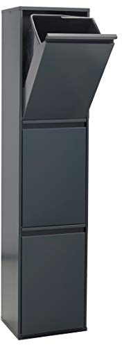 Arregui Basic CR304-B Pattumiera Differenziata 3 Scomparti | 3x 17L (51L) | Contenitore in Acciaio da Interno | Mobile per Raccolta Differenziata | Cestino Spazzatura da Cucina e Ufficio | Antracite