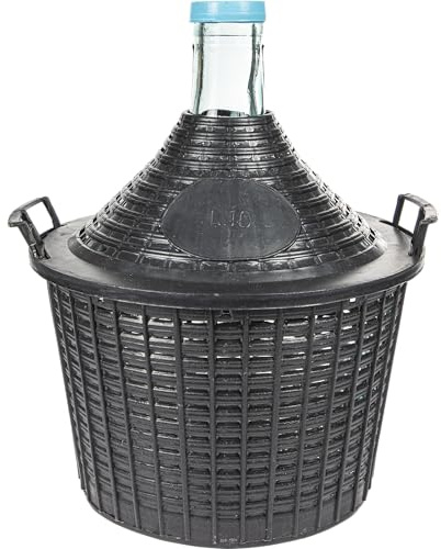 lilawelt24 Weinballon mit Korb Glasballon Gäreimer Gärballon Gärbehälter (Weinballon 10L)