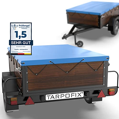 Tarpofix Anhängerplane 160x115 cm mit Planenseil Flachplane PVC Verstärkt für Diverse PKW Anhänger Blau