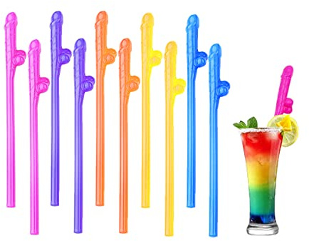 Wiederverwendbare lustige Strohhalme 20/30er Pack, Bunte in Lebensmittelqualität, Hirschnächte Nackte Penis Cocktail Trinkhalme für Party Geburtstags Hochzeit (20 Stück)